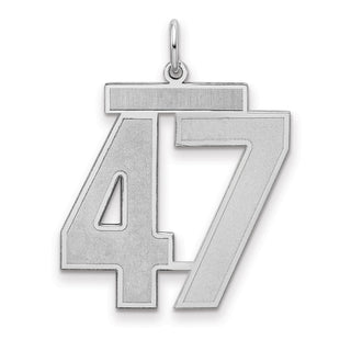 Sterling Silver Rhodium-plated Large Satin Number 47 Charm