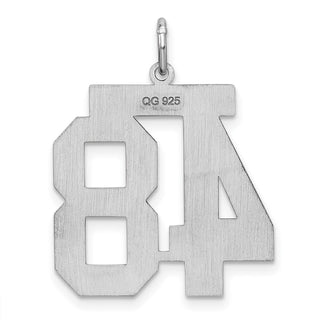 Sterling Silver Rhodium-plated Large Satin Number 48 Charm