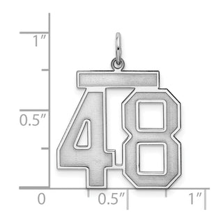 Sterling Silver Rhodium-plated Large Satin Number 48 Charm