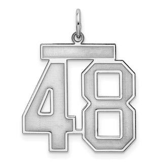 Sterling Silver Rhodium-plated Large Satin Number 48 Charm