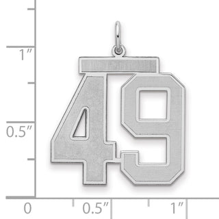 Sterling Silver Rhodium-plated Large Satin Number 49 Charm