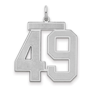 Sterling Silver Rhodium-plated Large Satin Number 49 Charm