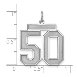 Sterling Silver Rhodium-plated Large Satin Number 50 Charm