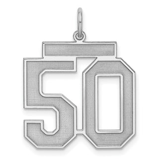 Sterling Silver Rhodium-plated Large Satin Number 50 Charm