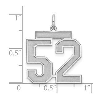 Sterling Silver Rhodium-plated Large Satin Number 52 Charm