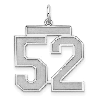 Sterling Silver Rhodium-plated Large Satin Number 52 Charm