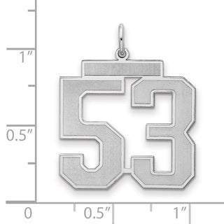 Sterling Silver Rhodium-plated Large Satin Number 53 Charm