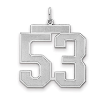 Sterling Silver Rhodium-plated Large Satin Number 53 Charm