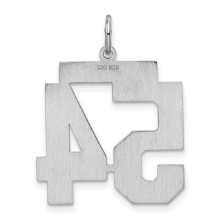 Sterling Silver Rhodium-plated Large Satin Number 54 Charm