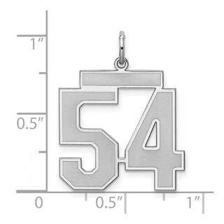 Sterling Silver Rhodium-plated Large Satin Number 54 Charm