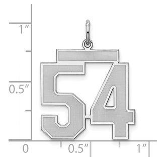 Sterling Silver Rhodium-plated Large Satin Number 54 Charm