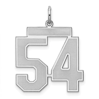 Sterling Silver Rhodium-plated Large Satin Number 54 Charm