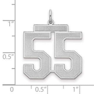 Sterling Silver Rhodium-plated Large Satin Number 55 Charm