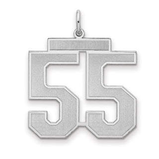 Sterling Silver Rhodium-plated Large Satin Number 55 Charm