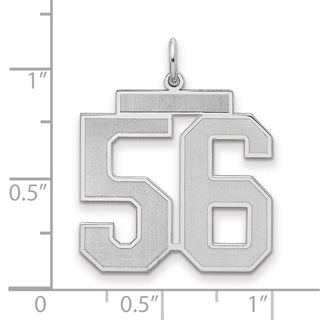 Sterling Silver Rhodium-plated Large Satin Number 56 Charm
