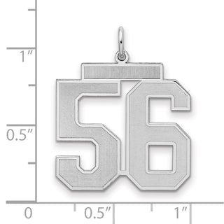 Sterling Silver Rhodium-plated Large Satin Number 56 Charm