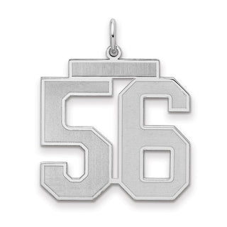 Sterling Silver Rhodium-plated Large Satin Number 56 Charm