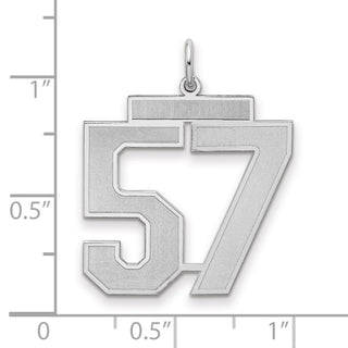 Sterling Silver Rhodium-plated Large Satin Number 57 Charm