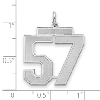 Sterling Silver Rhodium-plated Large Satin Number 57 Charm
