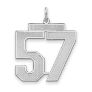 Sterling Silver Rhodium-plated Large Satin Number 57 Charm