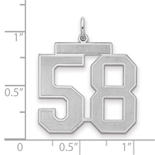 Sterling Silver Rhodium-plated Large Satin Number 58 Charm