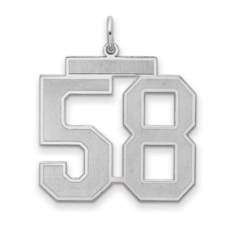 Sterling Silver Rhodium-plated Large Satin Number 58 Charm