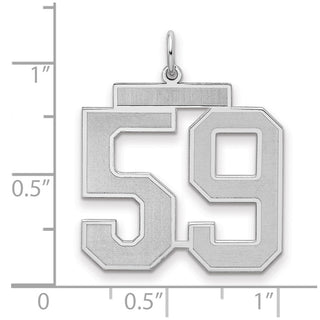 Sterling Silver Rhodium-plated Large Satin Number 59 Charm