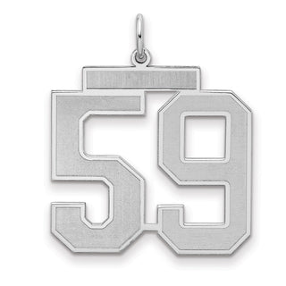 Sterling Silver Rhodium-plated Large Satin Number 59 Charm