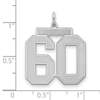 Sterling Silver Rhodium-plated Large Satin Number 60 Charm
