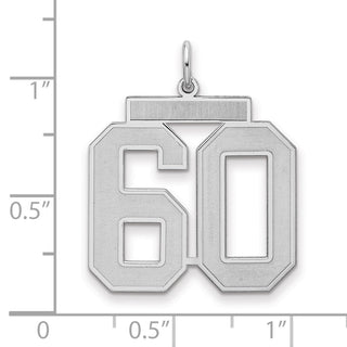 Sterling Silver Rhodium-plated Large Satin Number 60 Charm