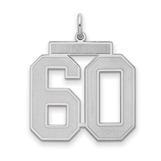 Sterling Silver Rhodium-plated Large Satin Number 60 Charm