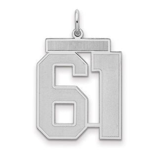 Sterling Silver Rhodium-plated Large Satin Number 61 Charm