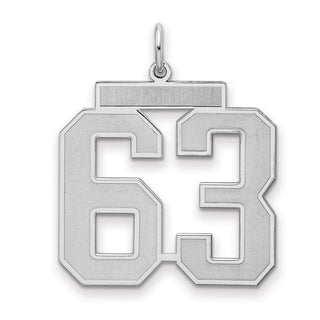 Sterling Silver Rhodium-plated Large Satin Number 63 Charm