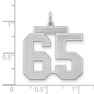Sterling Silver Rhodium-plated Large Satin Number 65 Charm