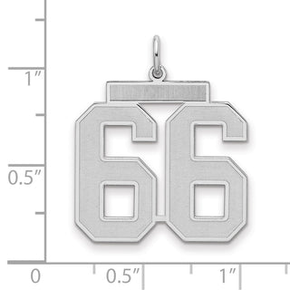 Sterling Silver Rhodium-plated Large Satin Number 66 Charm