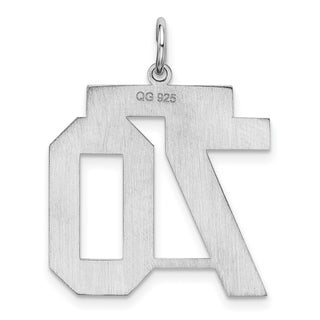 Sterling Silver Rhodium-plated Large Satin Number 70 Charm