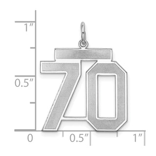 Sterling Silver Rhodium-plated Large Satin Number 70 Charm