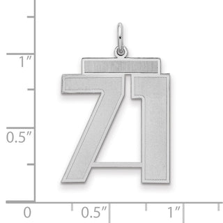 Sterling Silver Rhodium-plated Large Satin Number 71 Charm
