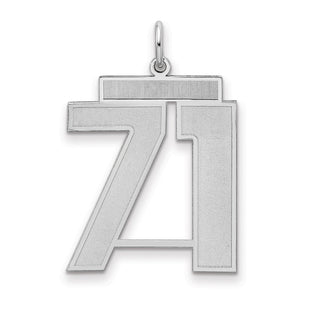 Sterling Silver Rhodium-plated Large Satin Number 71 Charm