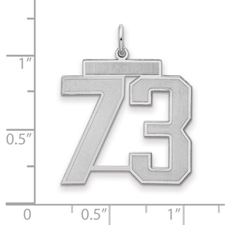 Sterling Silver Rhodium-plated Large Satin Number 73 Charm