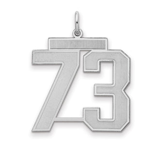 Sterling Silver Rhodium-plated Large Satin Number 73 Charm