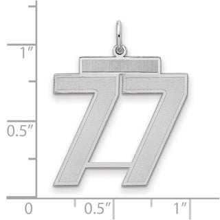 Sterling Silver Rhodium-plated Large Satin Number 77 Charm