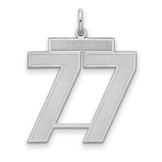 Sterling Silver Rhodium-plated Large Satin Number 77 Charm