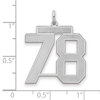 Sterling Silver Rhodium-plated Large Satin Number 78 Charm