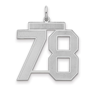Sterling Silver Rhodium-plated Large Satin Number 78 Charm