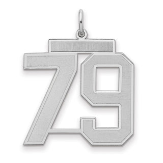 Sterling Silver Rhodium-plated Large Satin Number 79 Charm