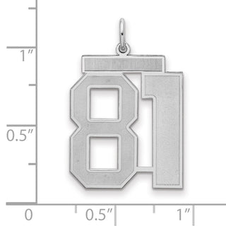 Sterling Silver Rhodium-plated Large Satin Number 81 Charm