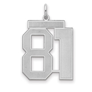Sterling Silver Rhodium-plated Large Satin Number 81 Charm