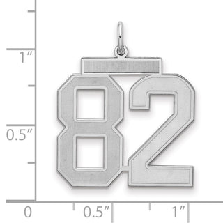 Sterling Silver Rhodium-plated Large Satin Number 82 Charm