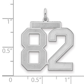 Sterling Silver Rhodium-plated Large Satin Number 82 Charm